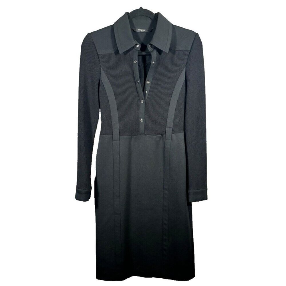 Minimum Reflex Medi Black Dress Long Sleeves Chic Sophisticated Women's Sz Small